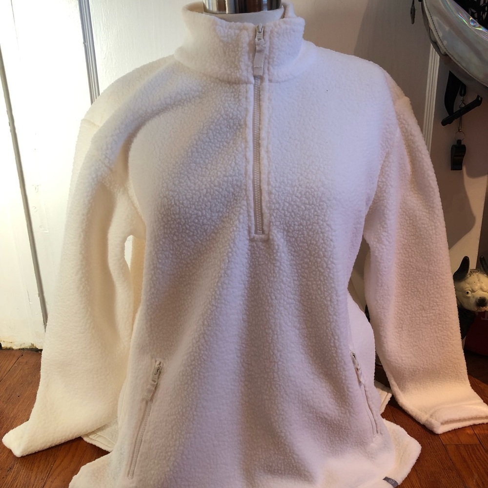 T by Talbots | 1/4 zip white Sherpa jacket NWT